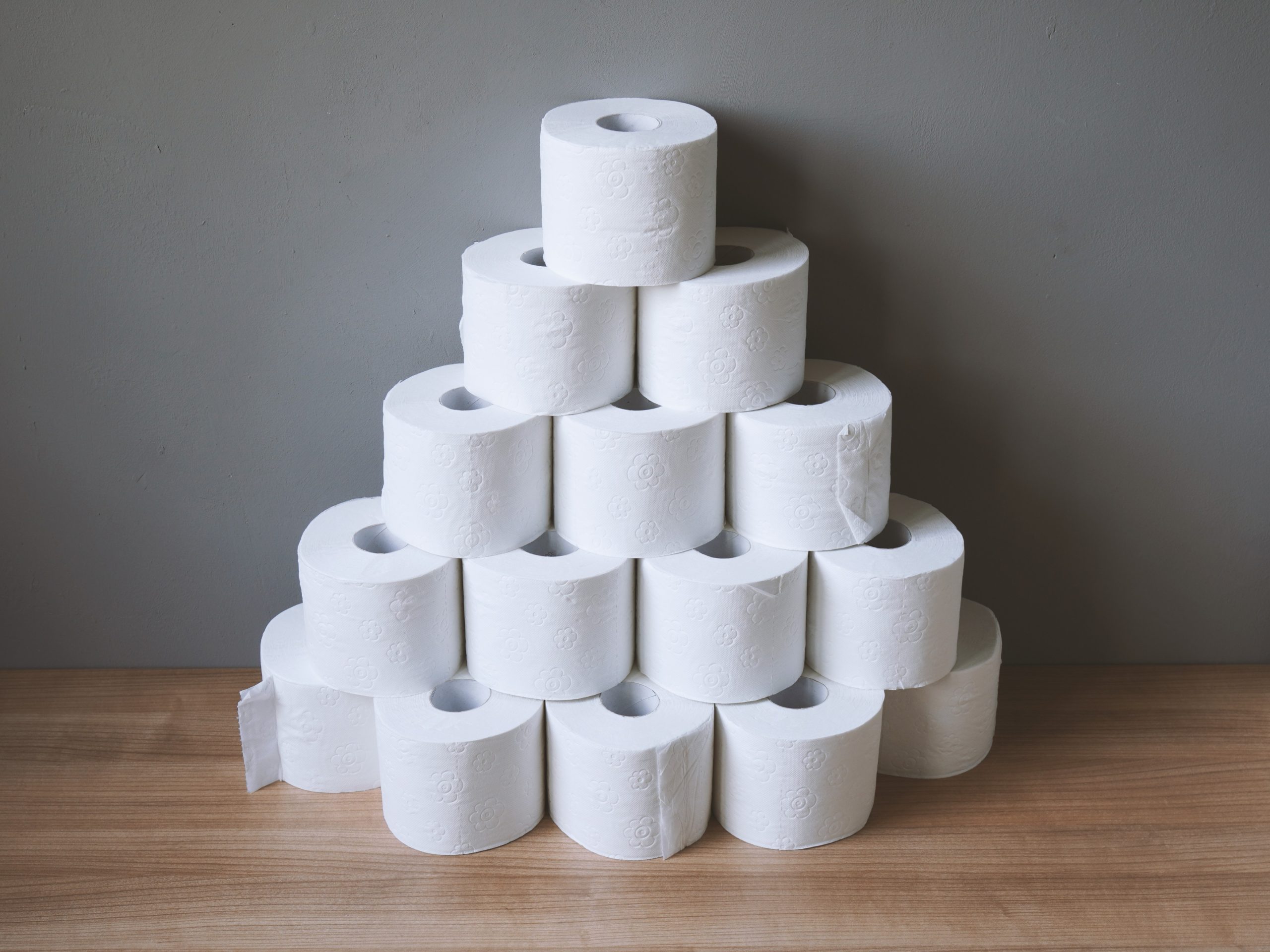 stacked toilet paper rolls